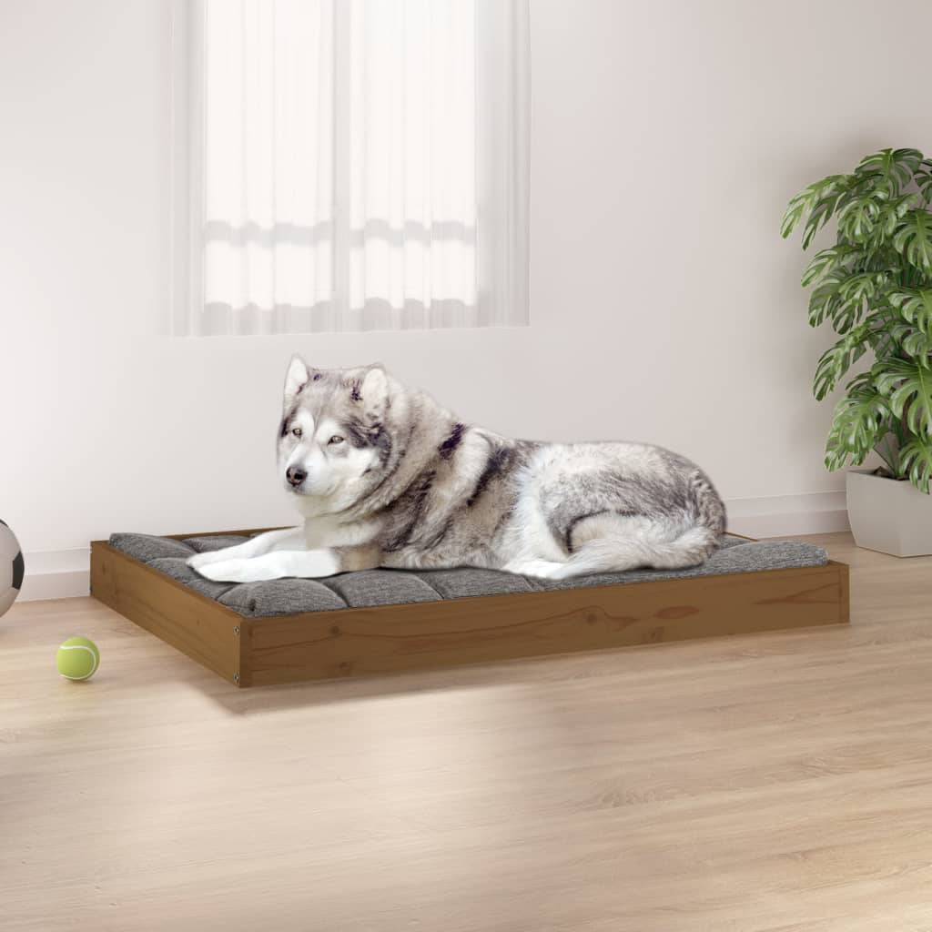 Hundeseng honningbrun 101,5x74x9 cm heltre furu