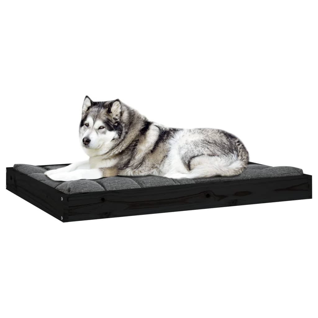 Hundeseng svart 101,5x74x9 cm heltre furu