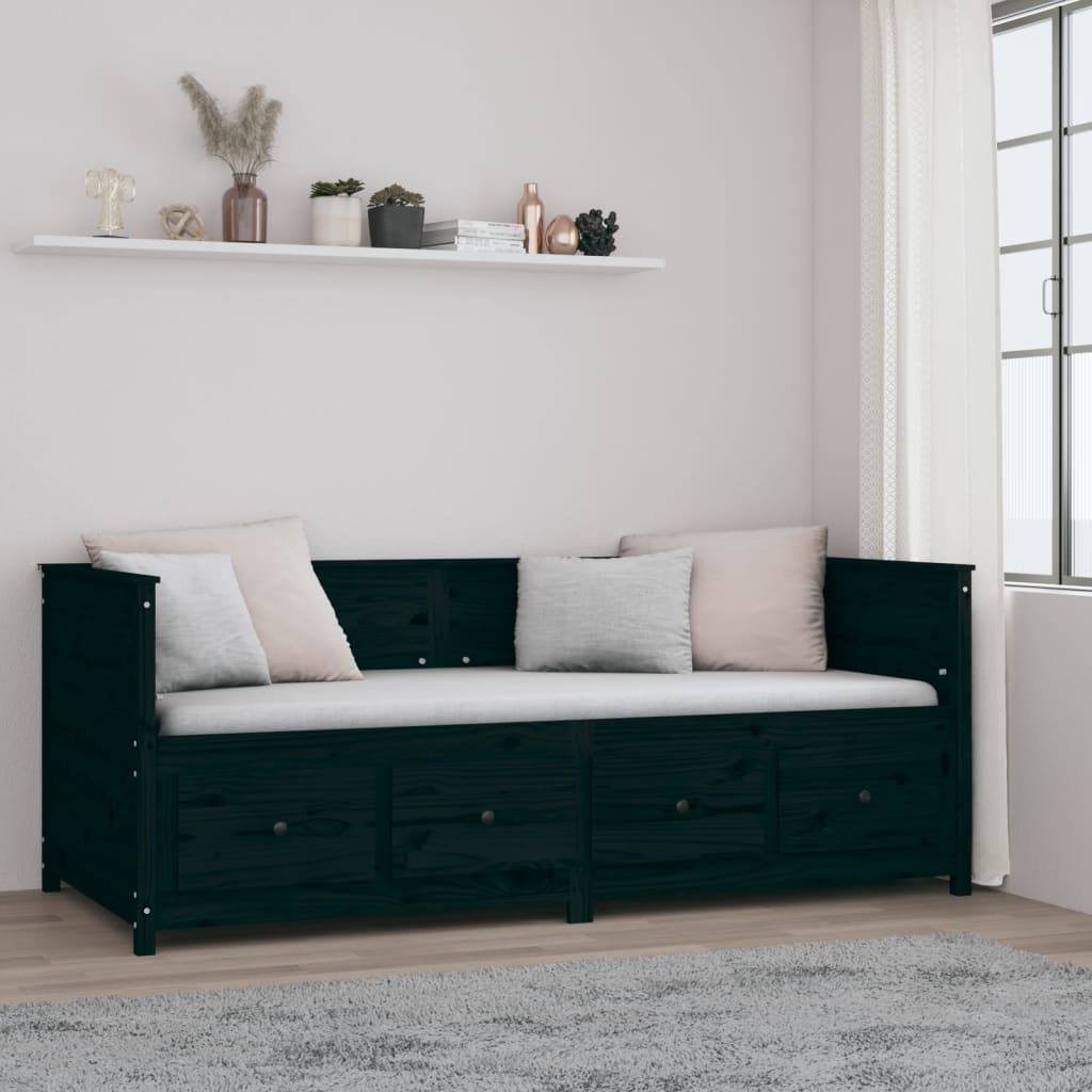 Dagseng svart 90x200 cm heltre furu