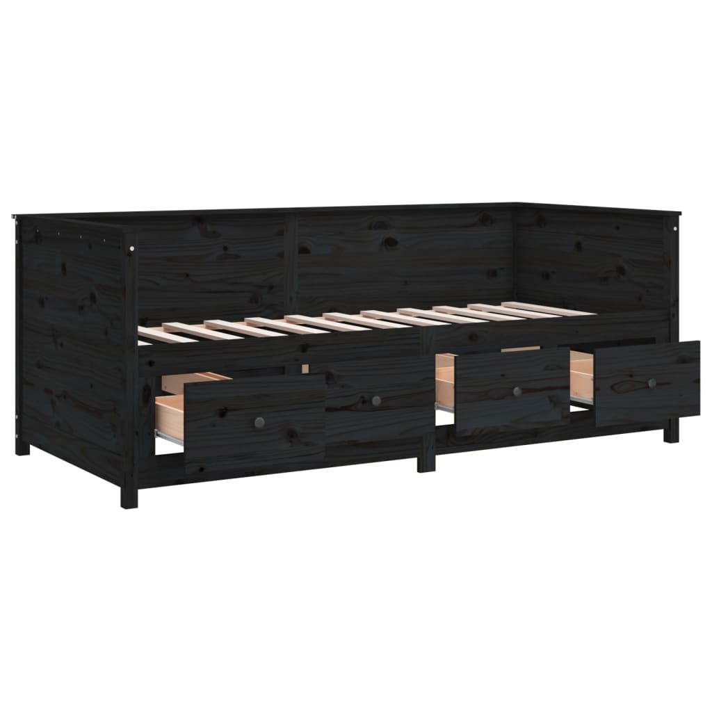 Dagseng svart 90x200 cm heltre furu