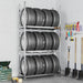 Dekkstativ 3 lag sølv 110x40x200 cm stål