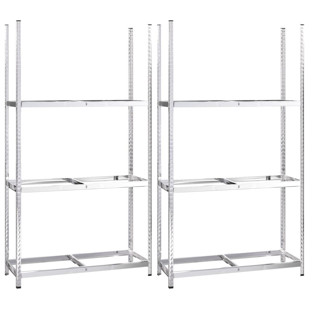 Dekkstativer 3 lag 2 stk sølv 110x40x200 cm stål