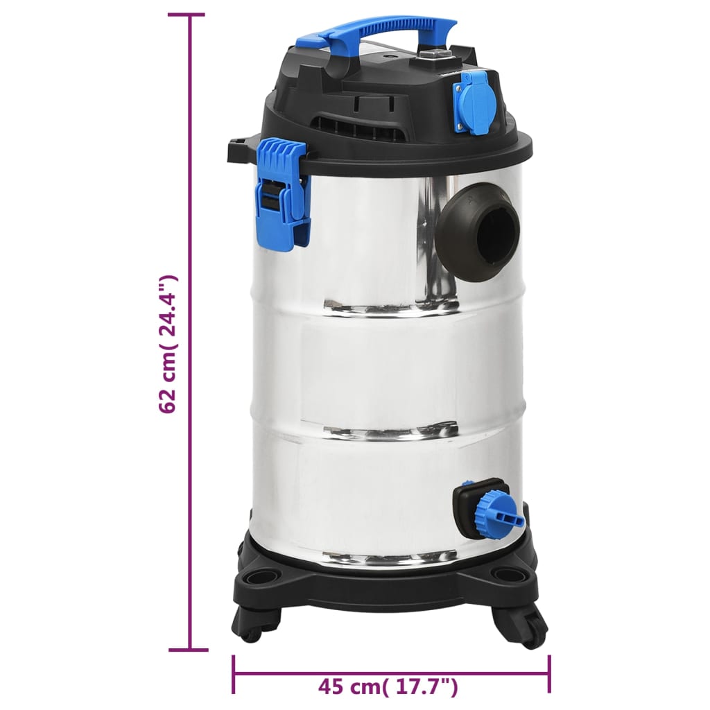Våt-/tørrstøvsuger 1200 W 30 L sølv