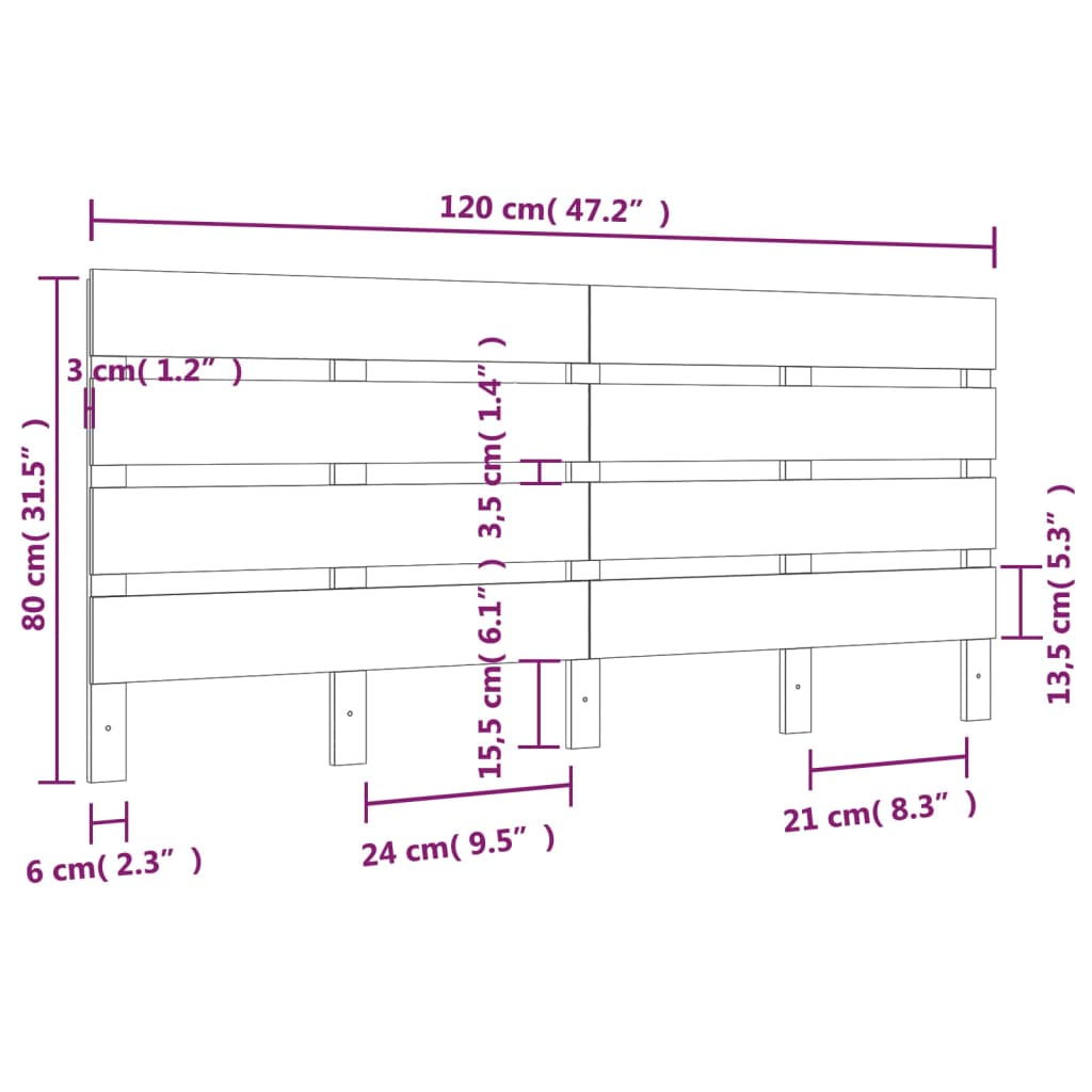 Sengegavl 120x3x80 cm heltre furu