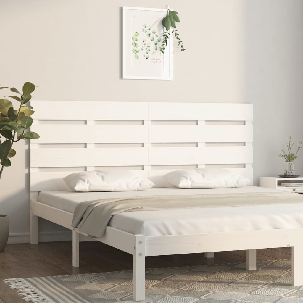 Sengegavl hvit 160x3x80 cm heltre furu