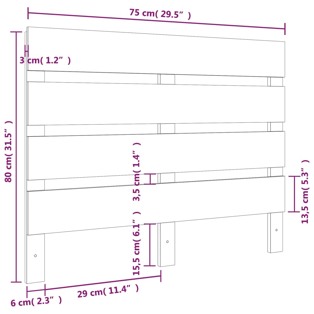 Sengegavl honningbrun 75x3x80 cm heltre furu