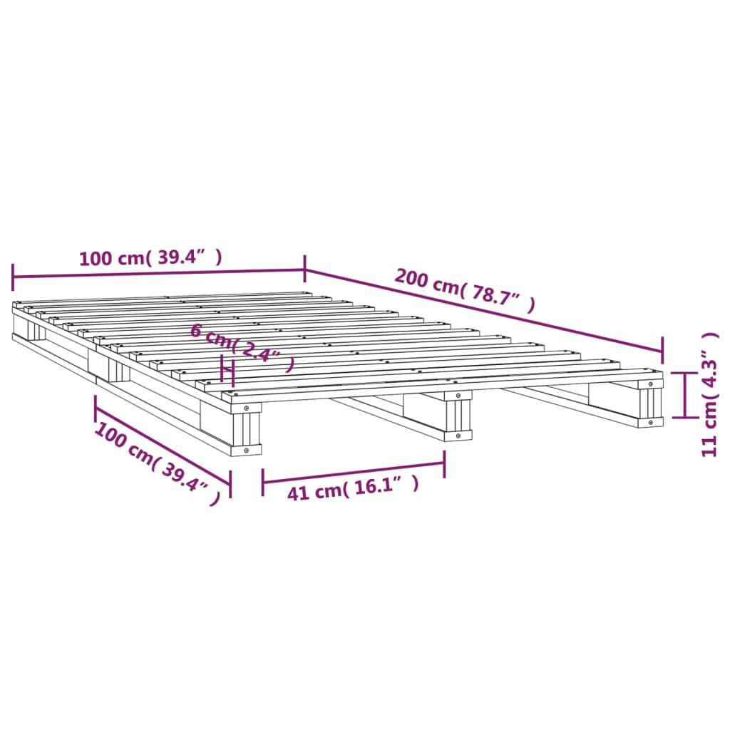 Palleseng 100x200 cm heltre furu