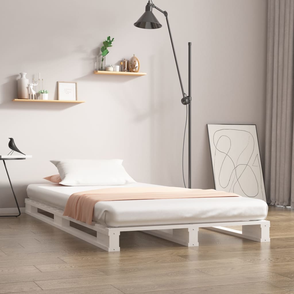 Palleseng hvit 90x190 cm heltre furu Single