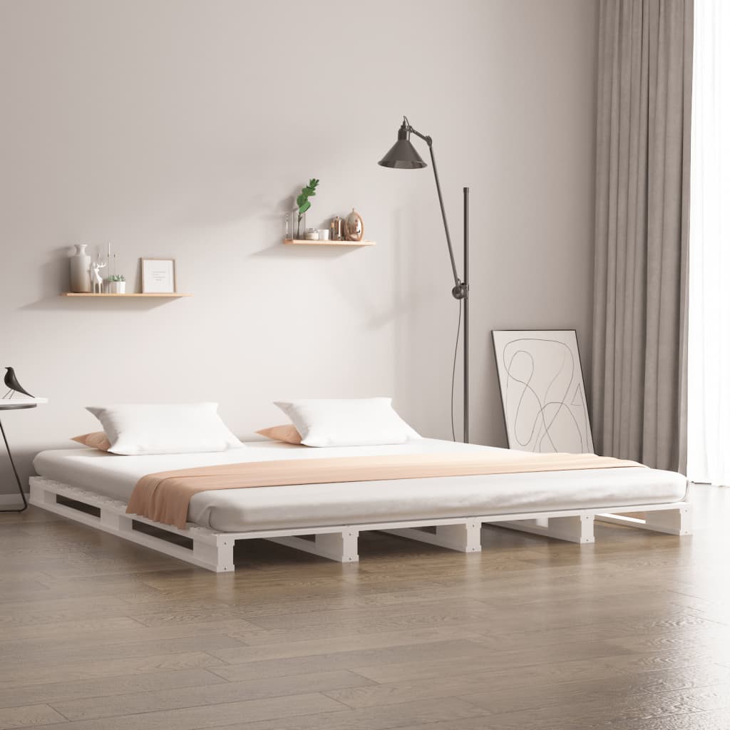 Palleseng hvit 135x190 cm heltre furu Double
