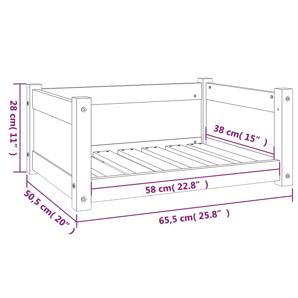 Hundeseng honningbrun 65,5x50,5x28 cm heltre furu