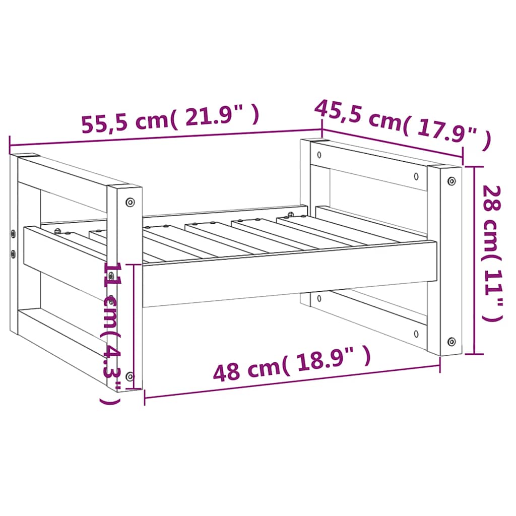 Hundeseng honningbrun 55,5x45,5x28 cm heltre furu