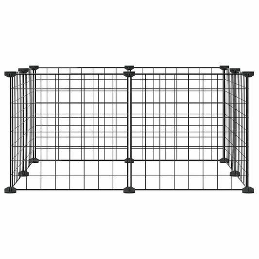 8-panels kjæledyrbur svart 35x35 cm stål