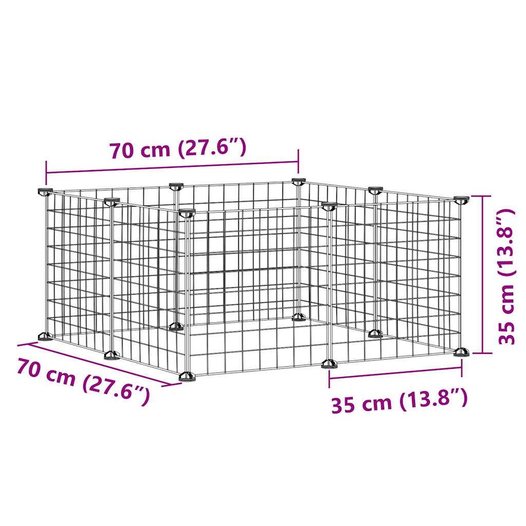 8-panels kjæledyrbur svart 35x35 cm stål