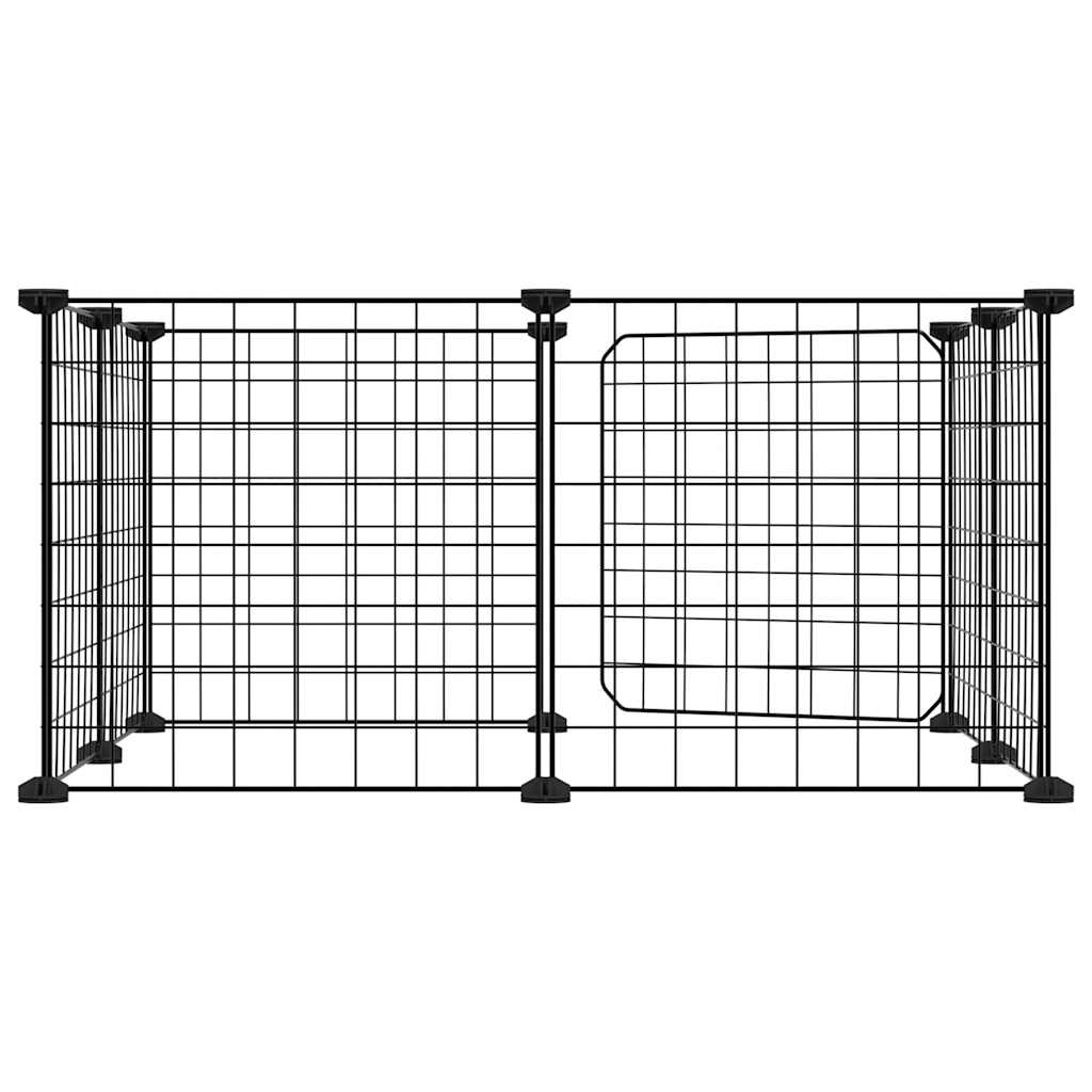 Kjæledyrbur med 8 paneler og dør svart 35x35 cm stål
