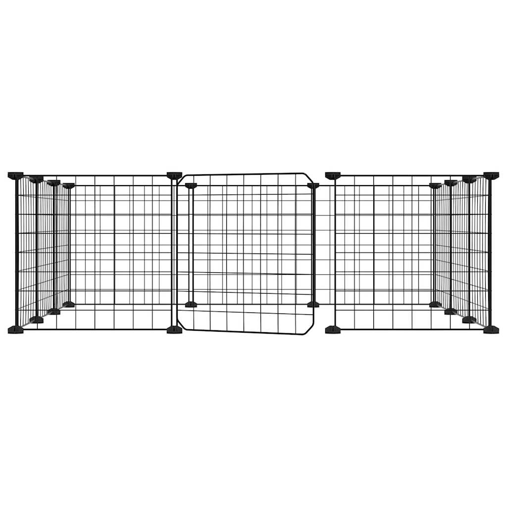12-panels kjæledyrbur med dør svart 35x35 cm stål