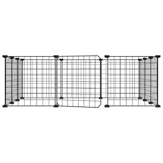 12-panels kjæledyrbur med dør svart 35x35 cm stål