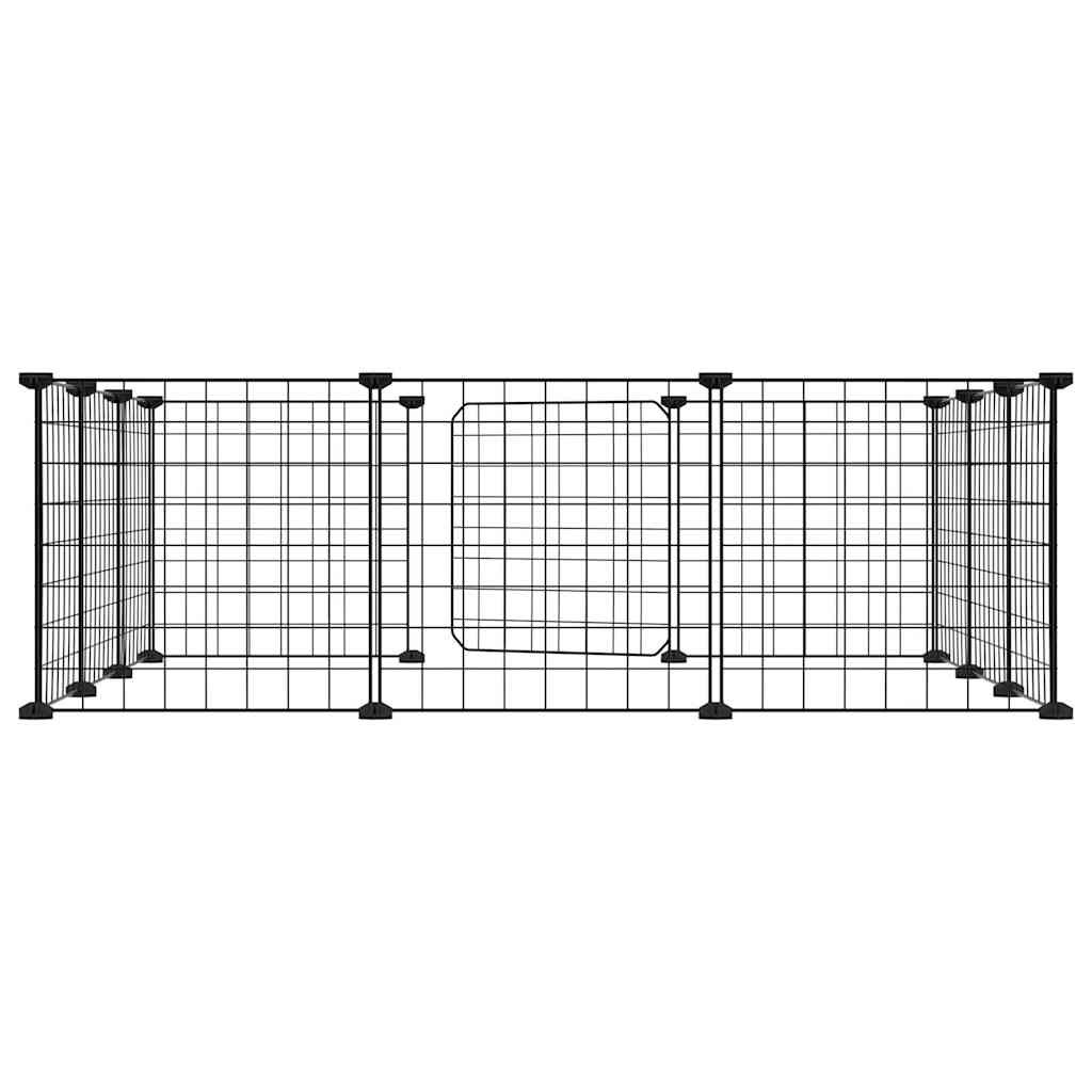 12-panels kjæledyrbur med dør svart 35x35 cm stål