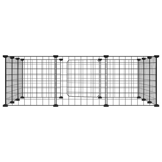 12-panels kjæledyrbur med dør svart 35x35 cm stål