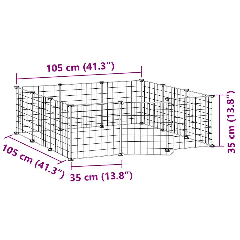 12-panels kjæledyrbur med dør svart 35x35 cm stål