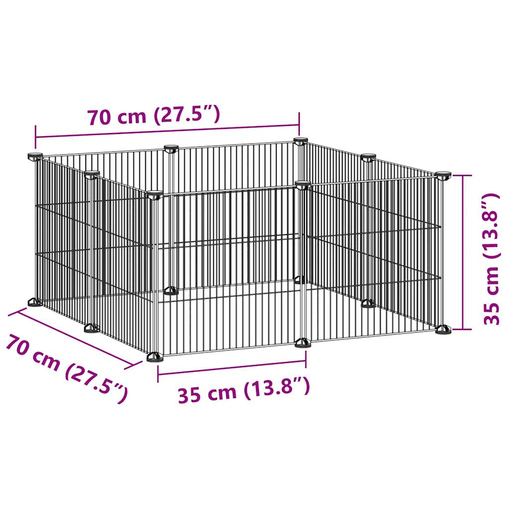 8-panels kjæledyrbur svart 35x35 cm stål
