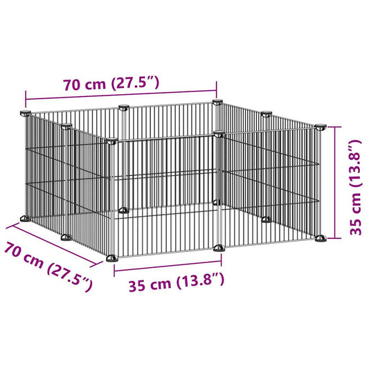 8-panels kjæledyrbur svart 35x35 cm stål