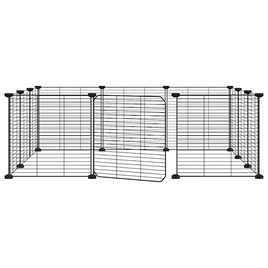 12-panels kjæledyrbur med dør svart 35x35 cm stål