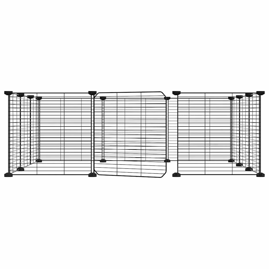 12-panels kjæledyrbur med dør svart 35x35 cm stål