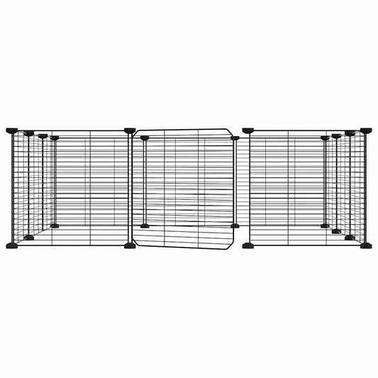12-panels kjæledyrbur med dør svart 35x35 cm stål