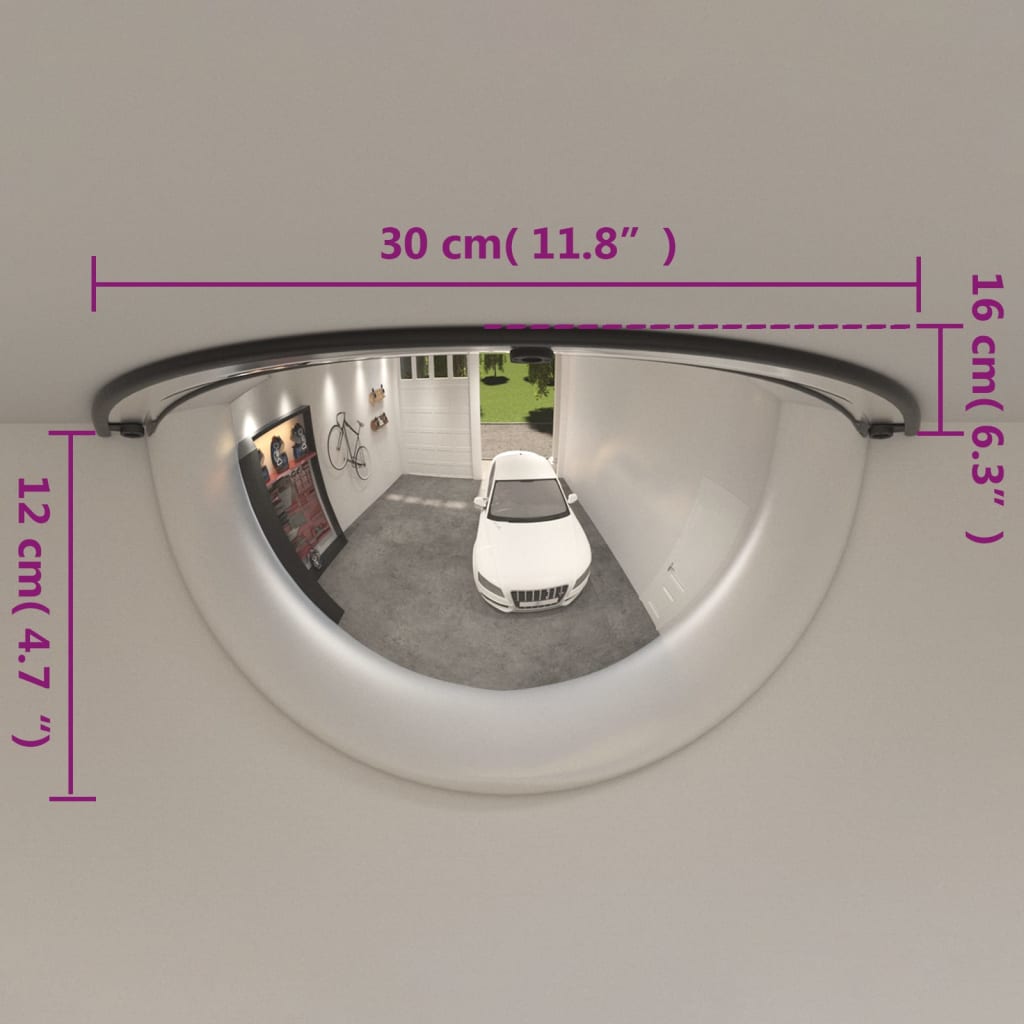 Trafikkspeil halv kuppel 2 stk Ø30 cm akryl