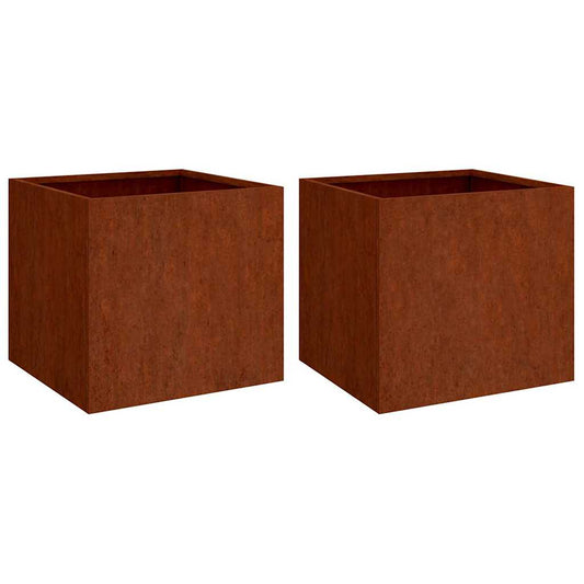 Plantekasser 2 stk 42x40x39 cm cortenstål