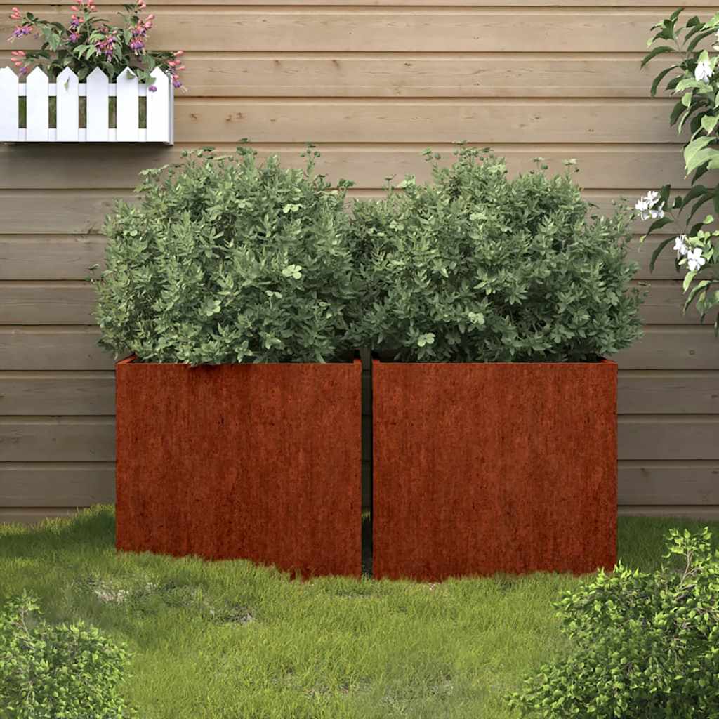 Plantekasser 2 stk 42x40x39 cm cortenstål