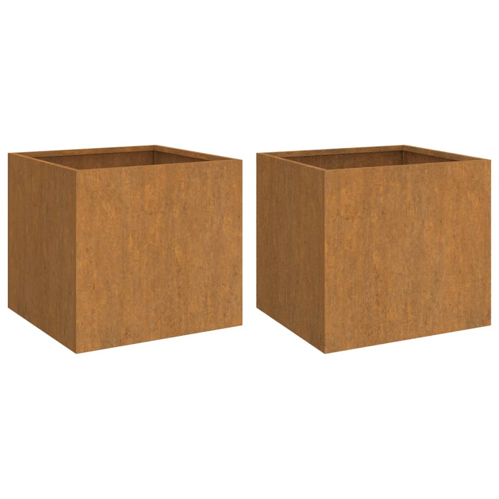 Plantekasser 2 stk 49x47x46 cm cortenstål