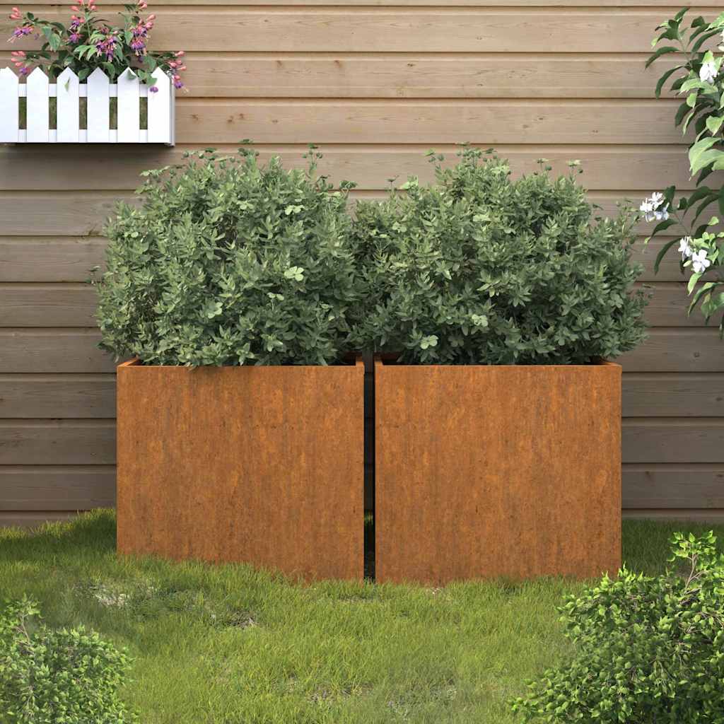 Plantekasser 2 stk 49x47x46 cm cortenstål