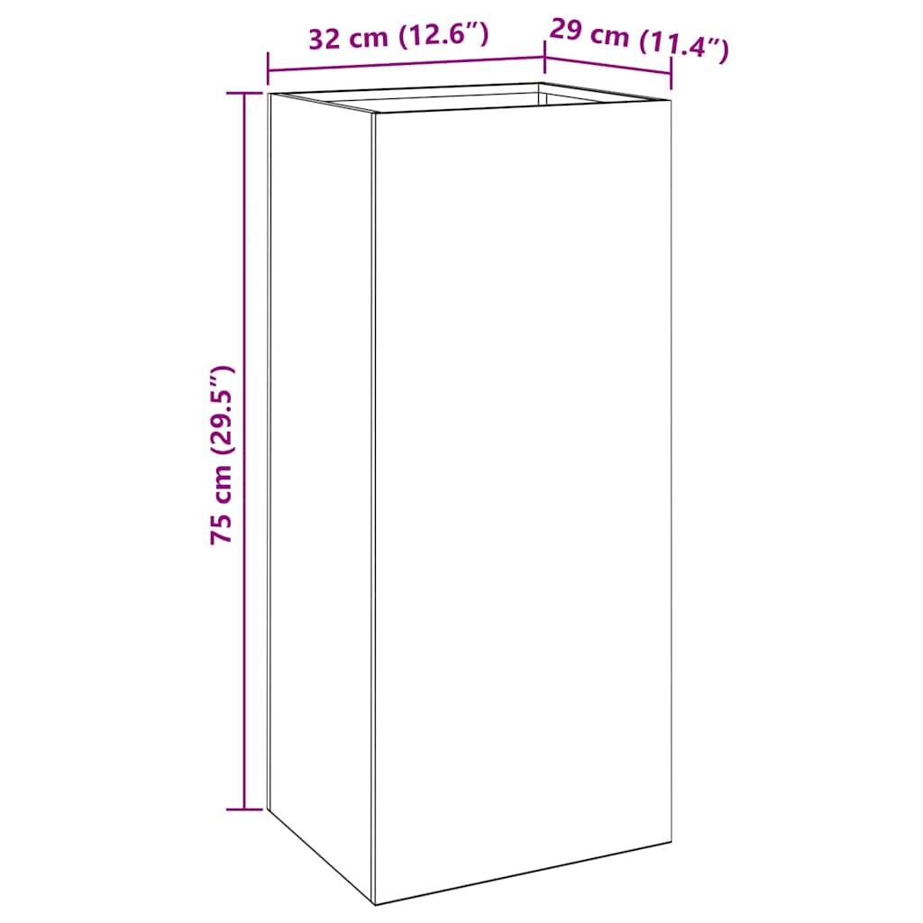 Plantekasse 32x29x75 cm cortenstål