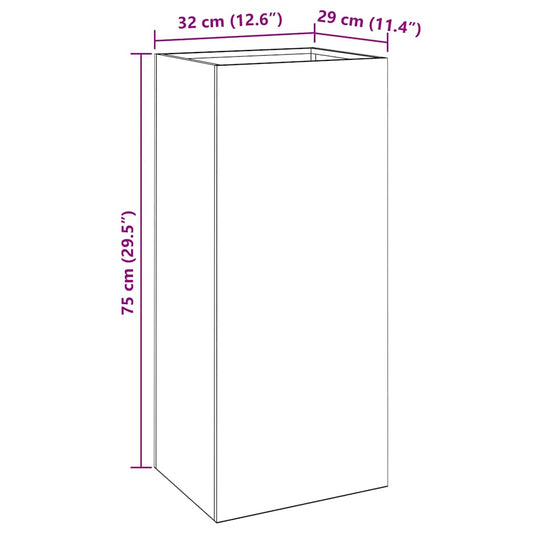 Plantekasse 32x29x75 cm cortenstål