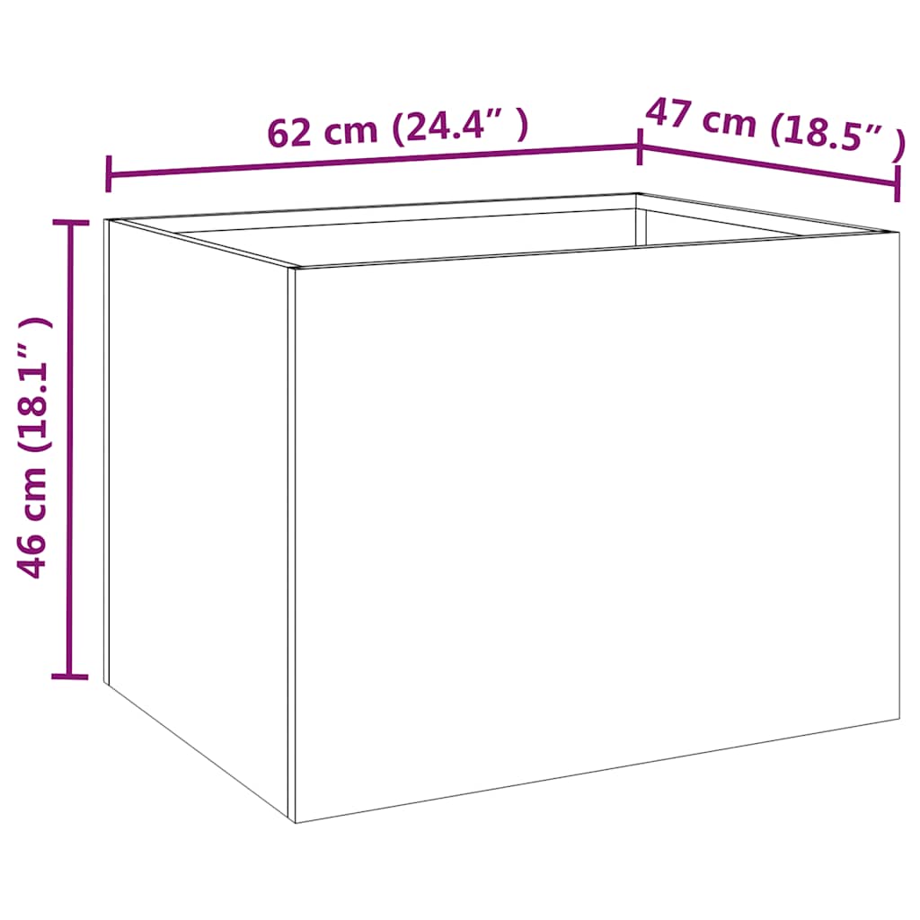 Plantekasse 62x47x46 cm cortenstål