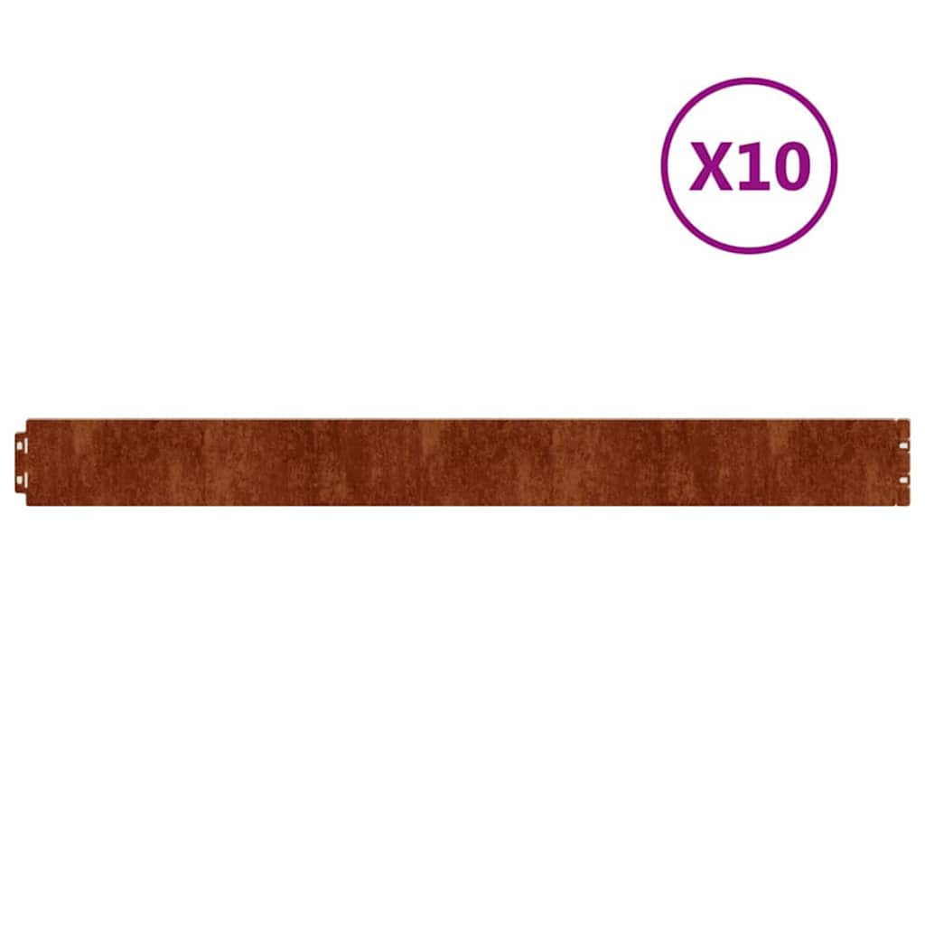 Plenkanter 10 stk 10x103 cm fleksibelt cortenstål