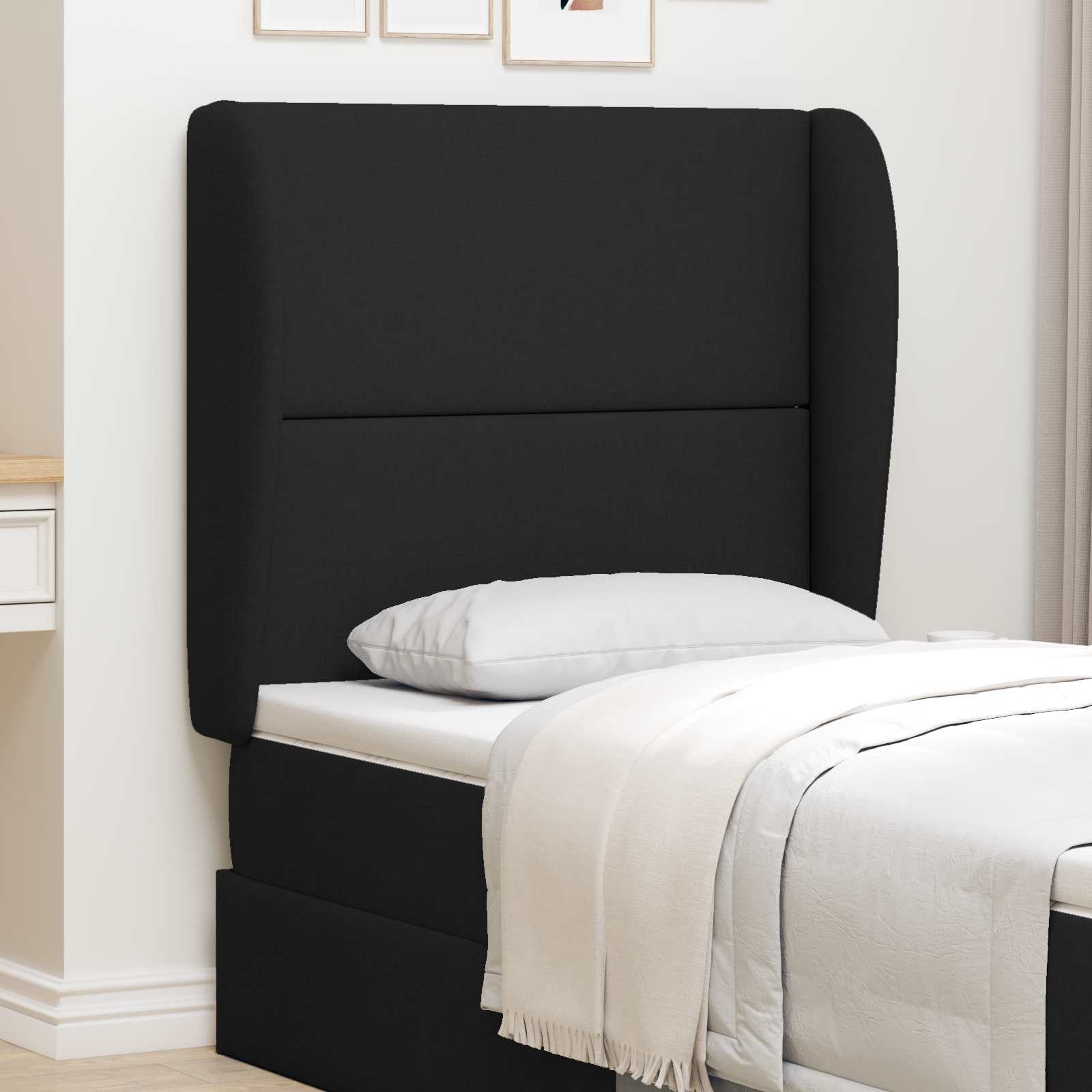 Hodegjerde Øre Veggmontert Svart 80 x 23 x 6 cm Skum og stoff vidaXL
