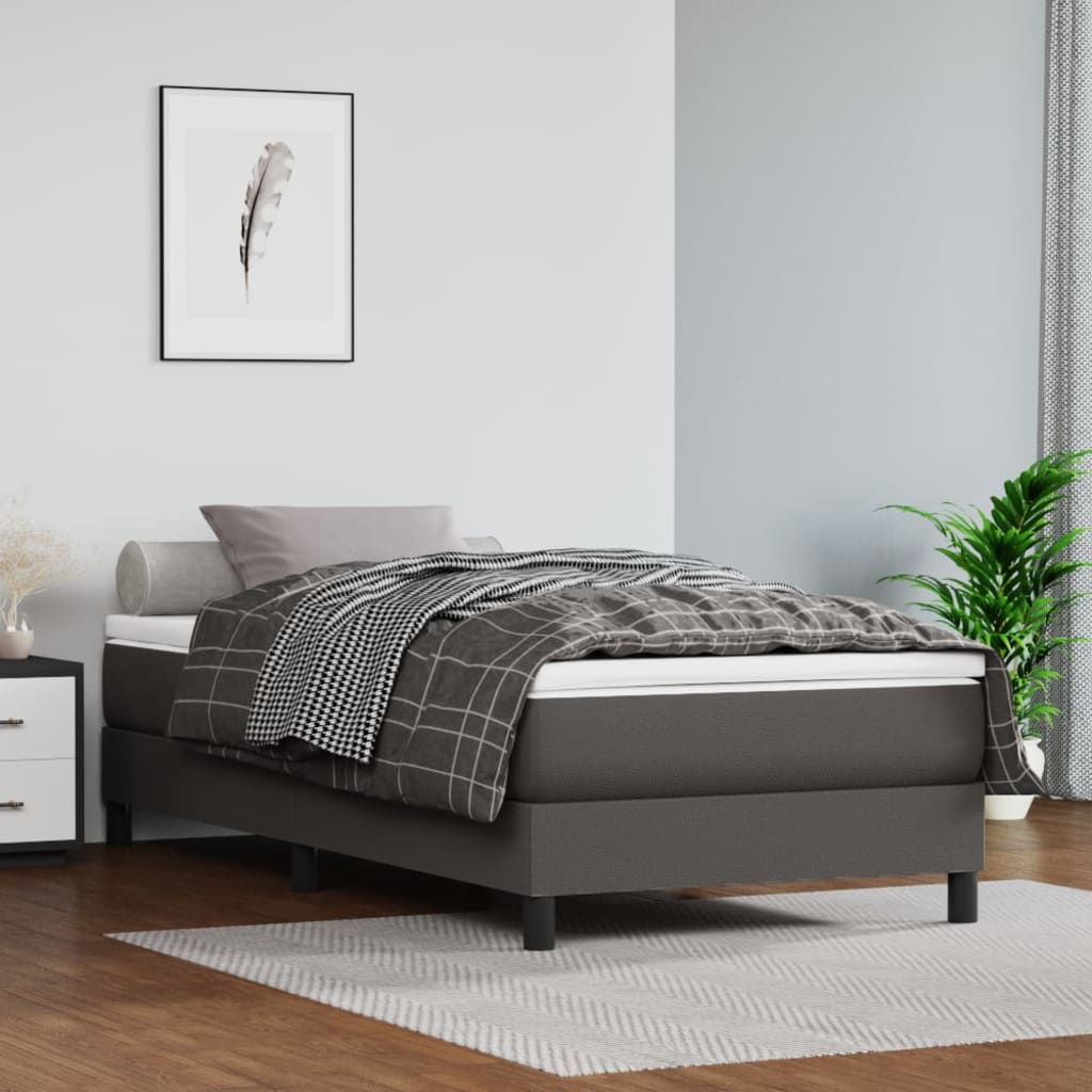 Madrass med pocketfjær grå 80x200x20 cm kunstlær