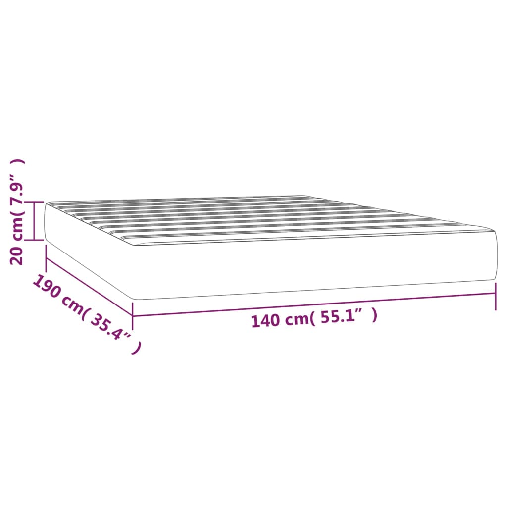 Madrass med pocketfjær brun 140x190x20 cm kunstlær