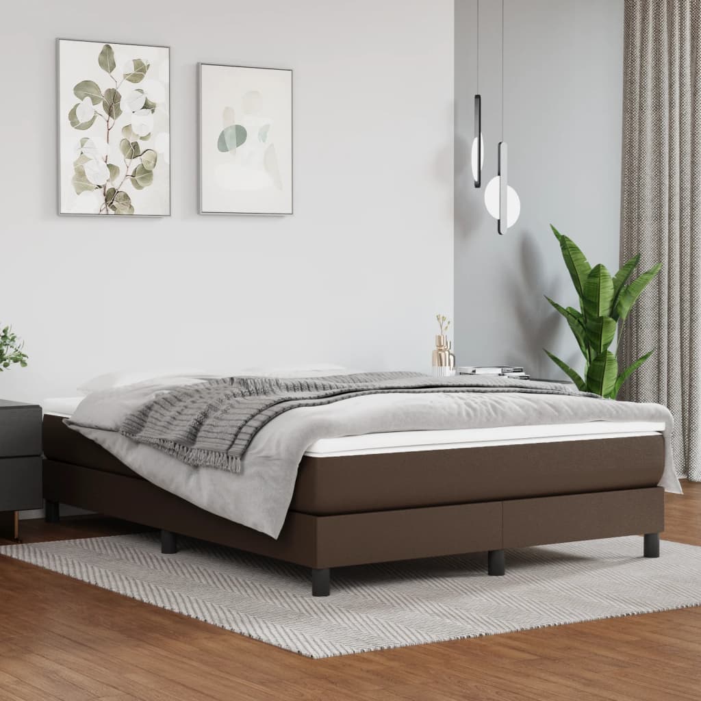 Madrass med pocketfjær brun 140x190x20 cm kunstlær