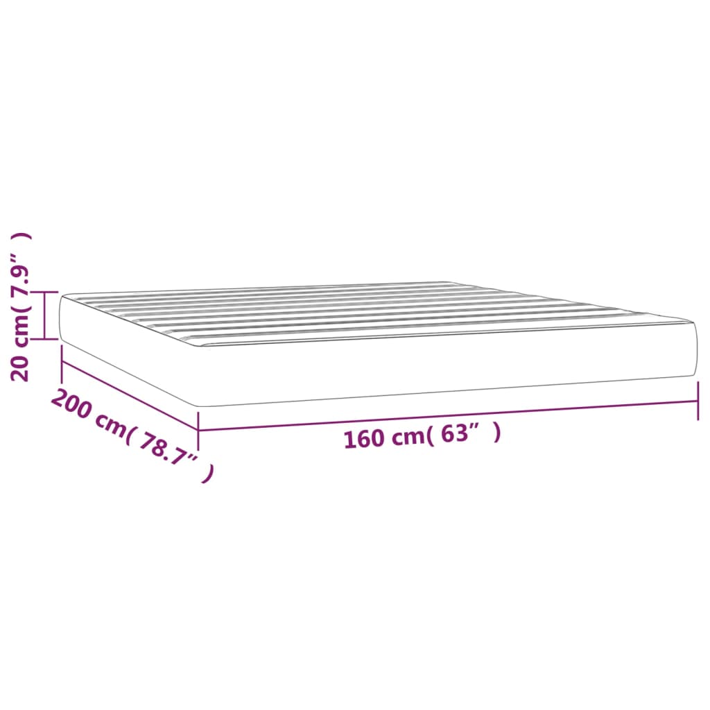 Madrass med pocketfjær kremhvit 160x200x20 cm stoff