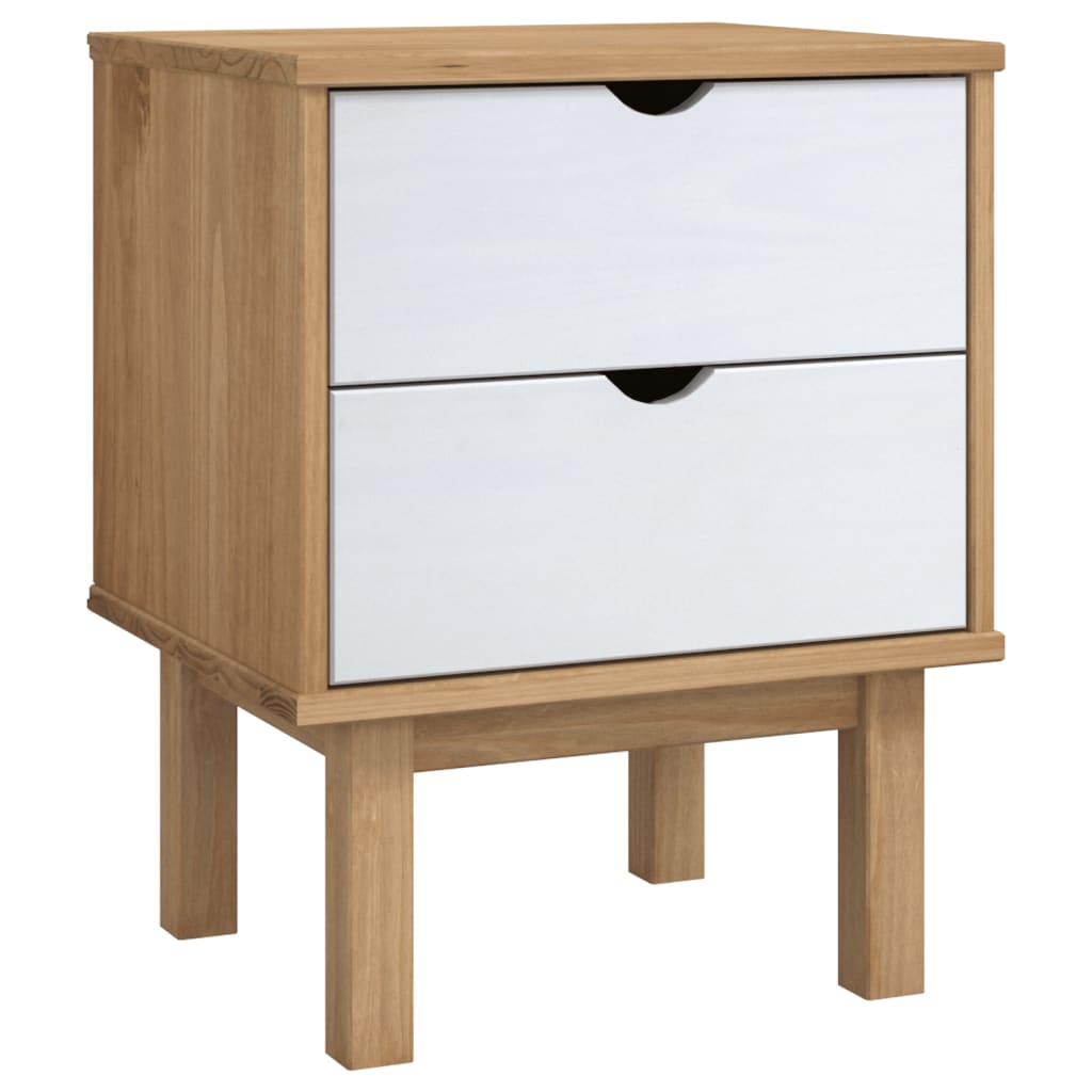 Nattbord OTTA brun og hvit 45x39x57 cm heltre furu