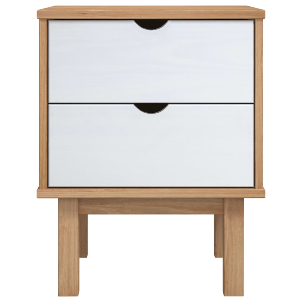 Nattbord OTTA brun og hvit 45x39x57 cm heltre furu