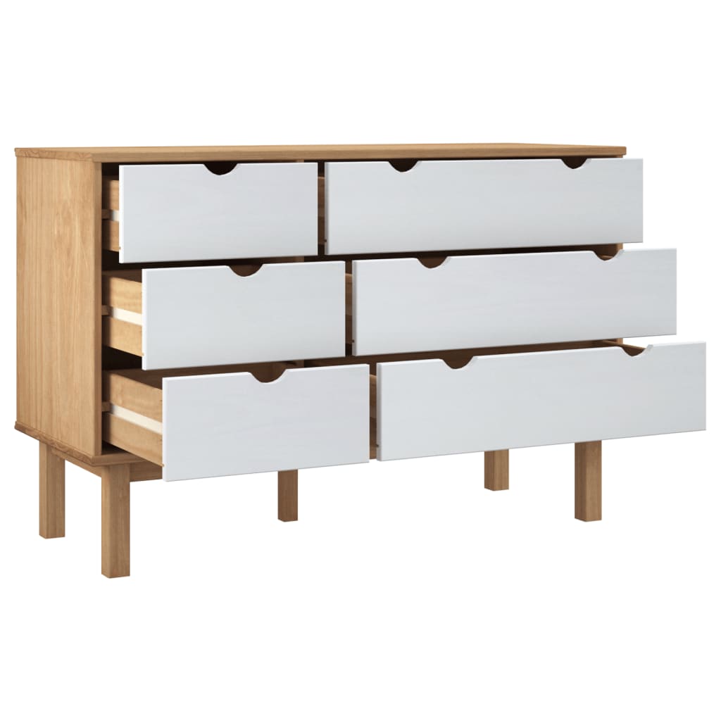 Kommode OTTA brun og hvit 111x43x73,5 cm heltre furu