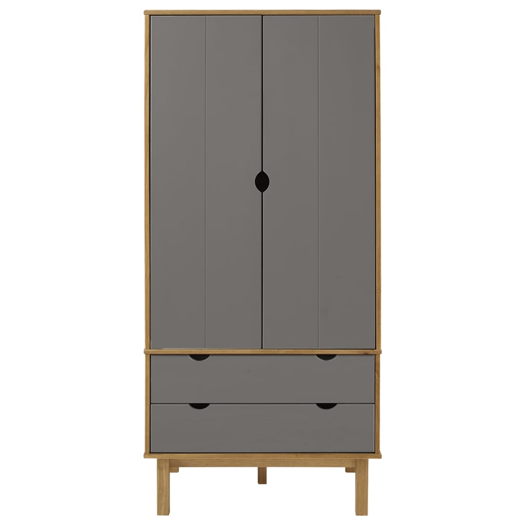 Garderobe OTTA brun og grå 76,5x53x172 cm heltre furu