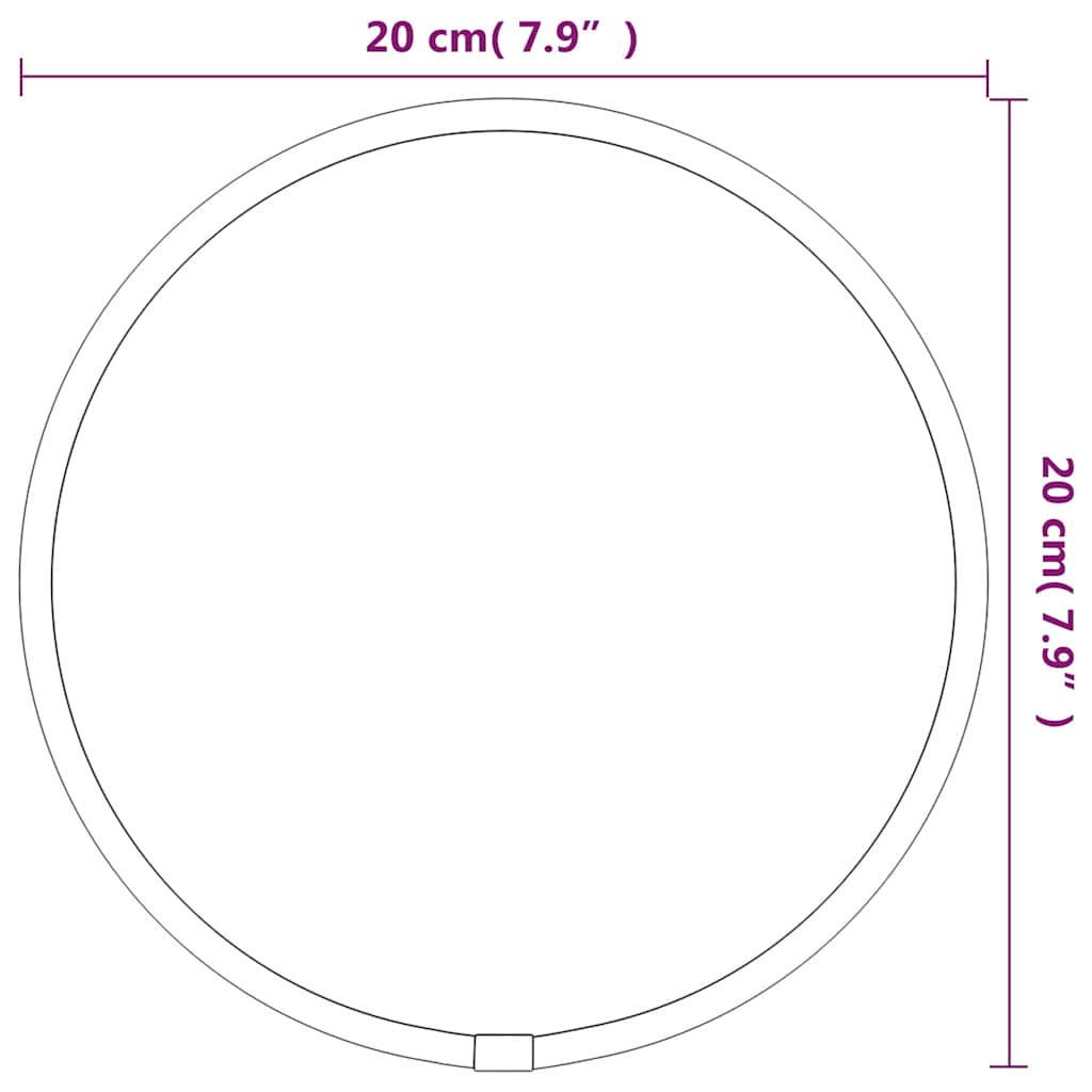 Veggspeil svart Ø 20 cm rund
