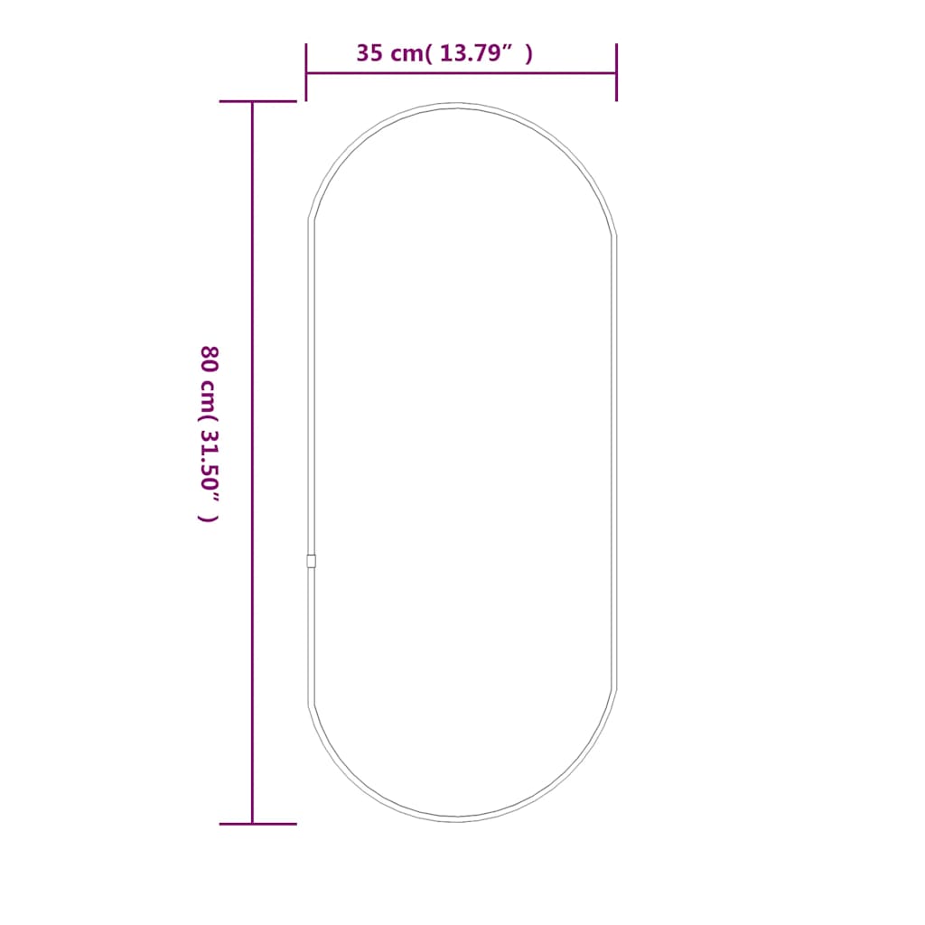 Veggspeil svart 80x35 cm oval