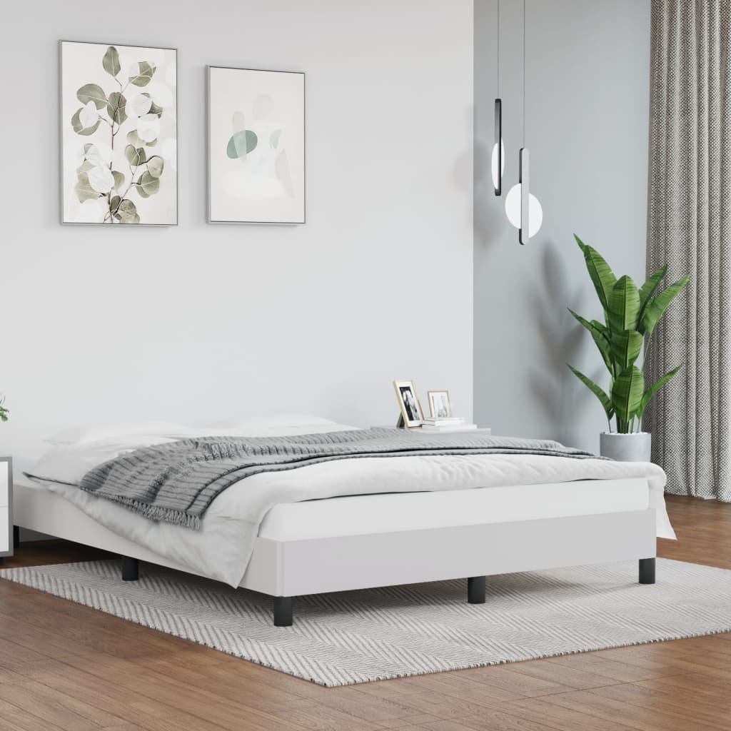 Sengeramme uten madrass hvit 135x190 cm Double kunstskinn
