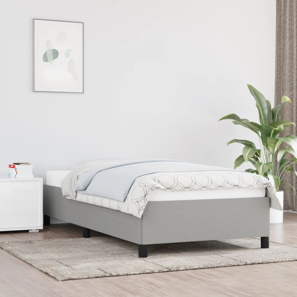 Sengeramme uten madrass lysegrå 90x190 cm Single stoff